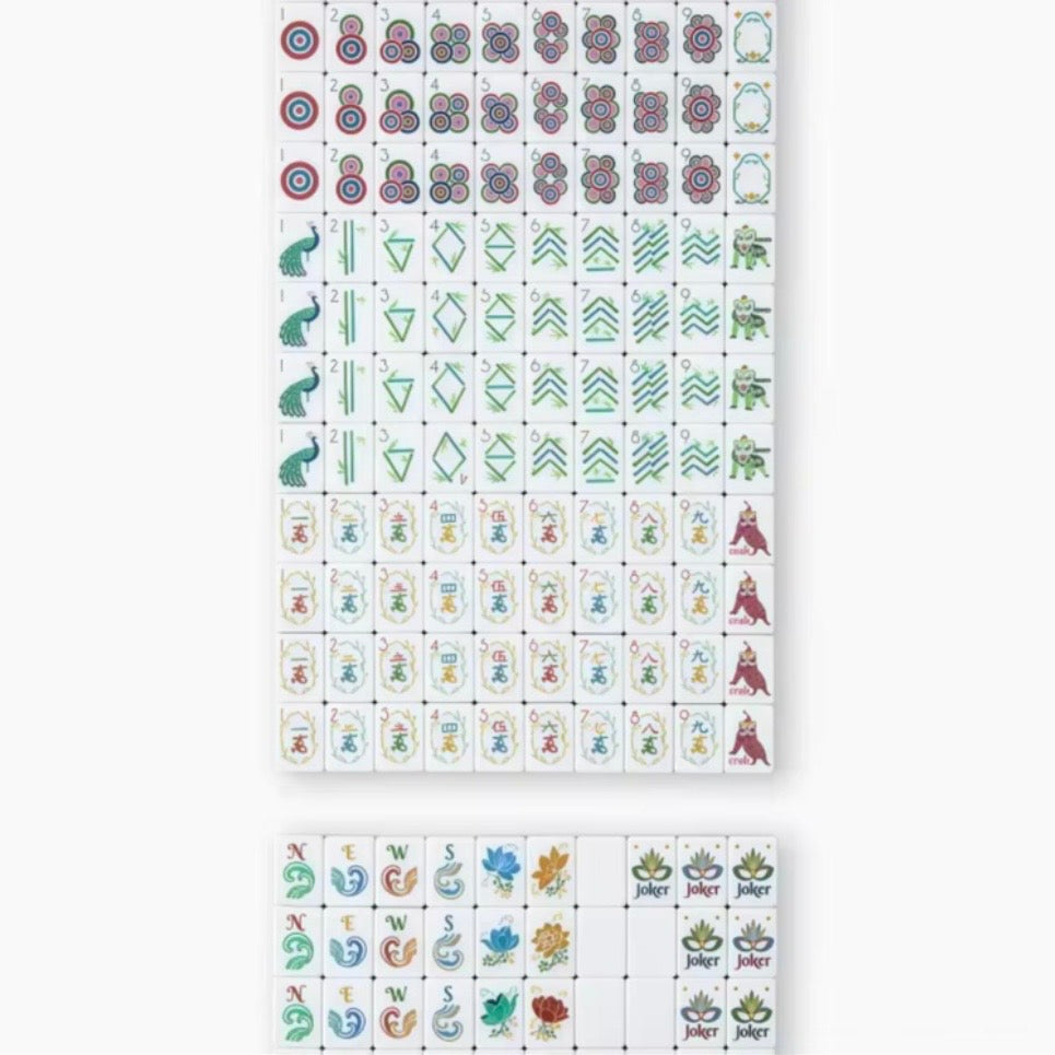 White and orange Mahjong tiles set