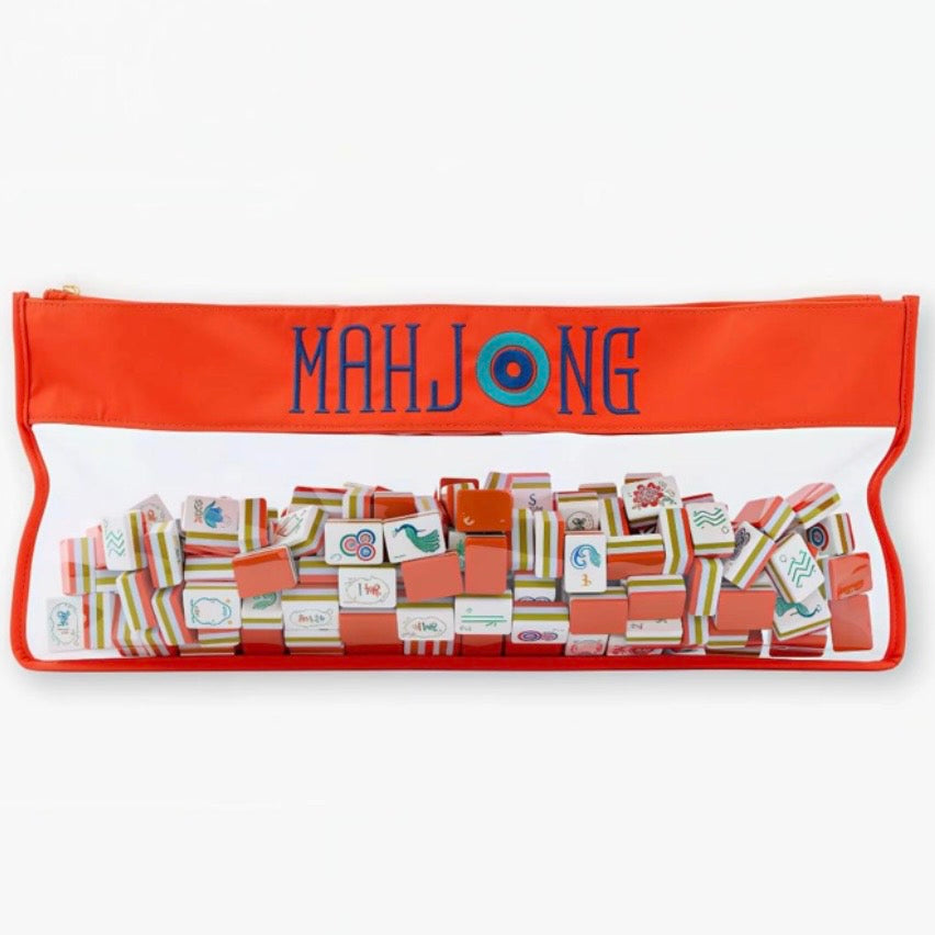 White and orange Mahjong tiles set