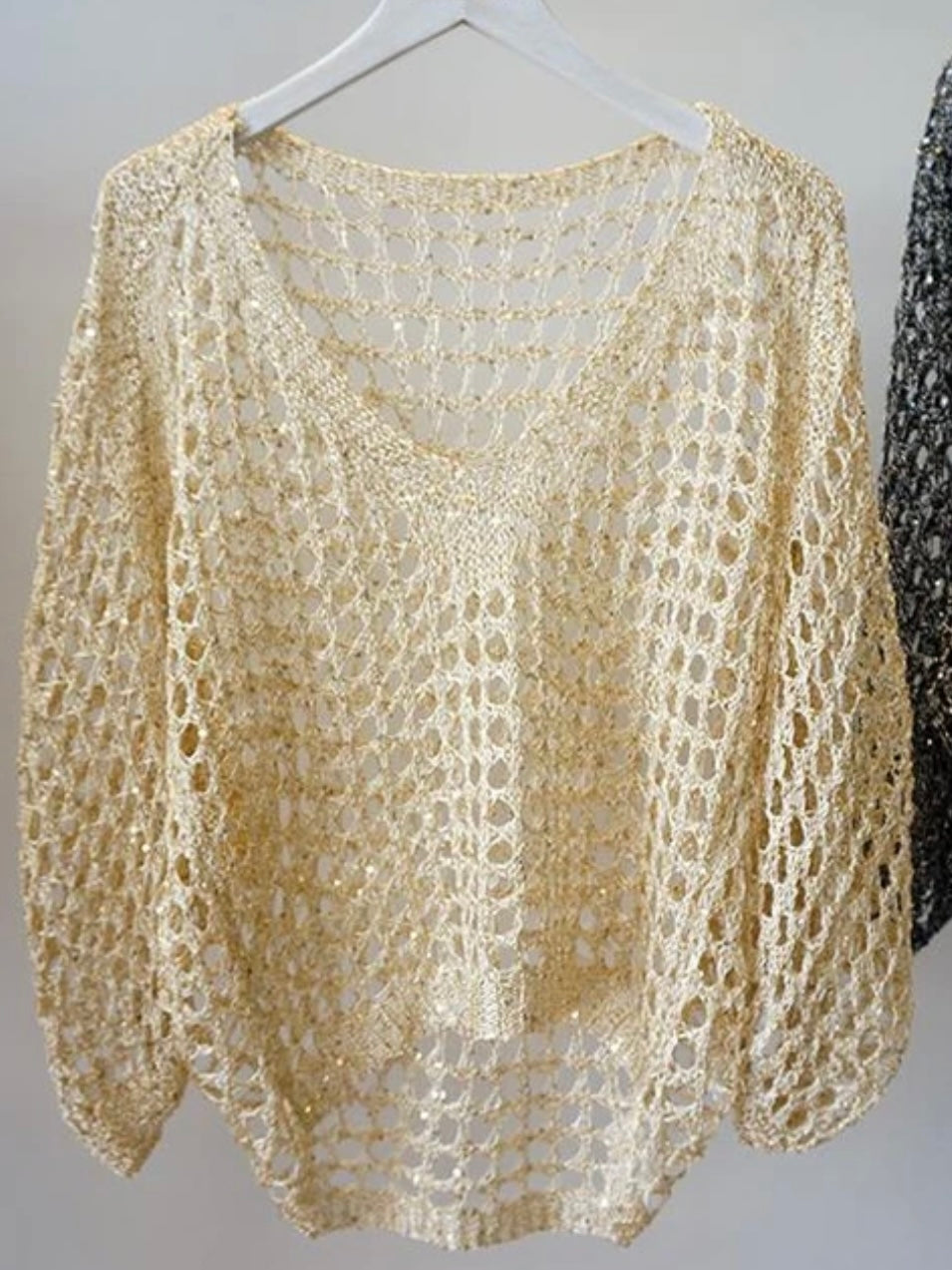 Shinny knitted big holes net top