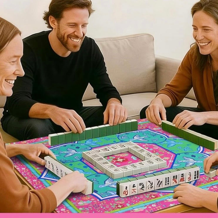 Fuchsia and turquoise Mahjong mat