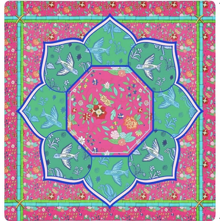 Fuchsia and turquoise Mahjong mat