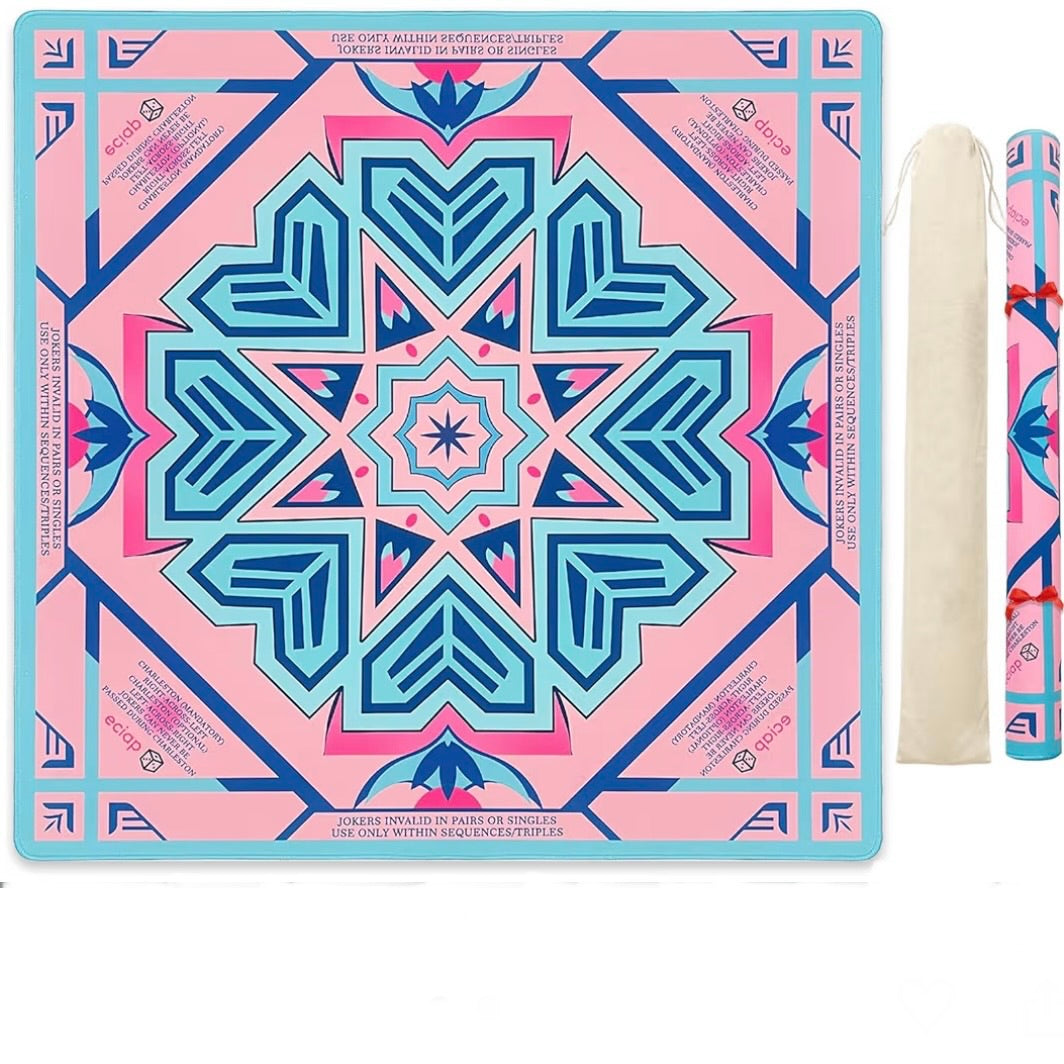 Pink and turquoise Mahjong mat