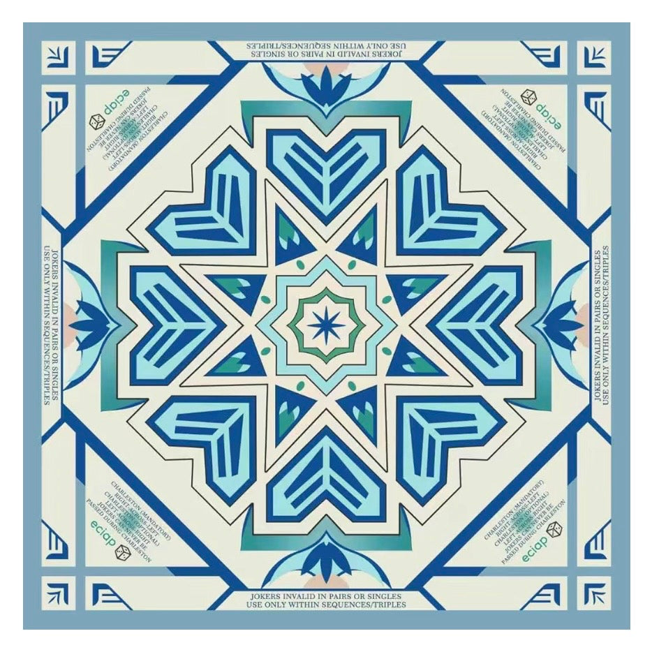 Light blue and natural Mahjong mat