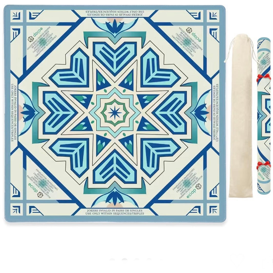 Light blue and natural Mahjong mat