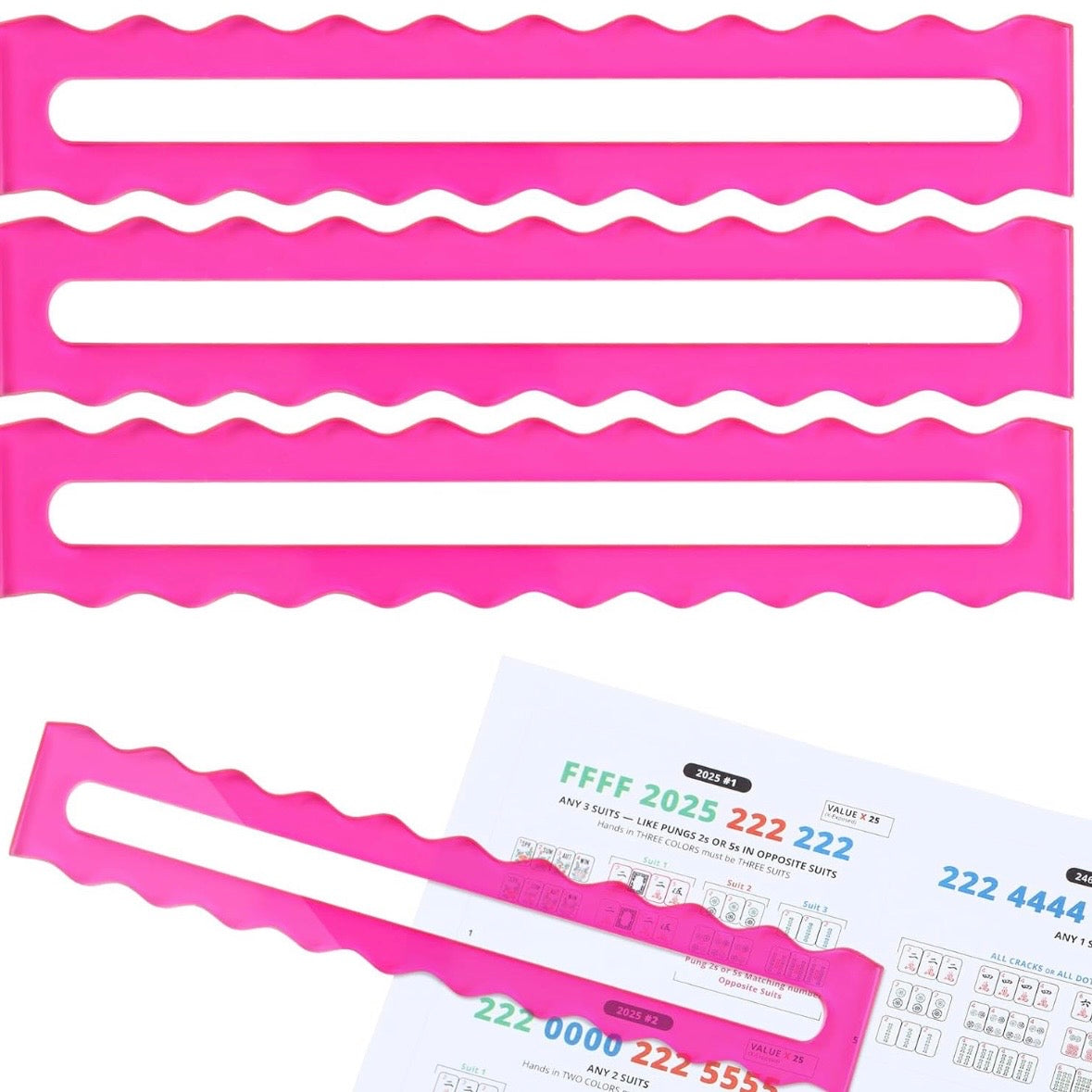 Mahjong clear fuchsia guide lines riders set of 4