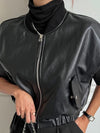 Black faux leather vest