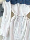 White and denim mini dress