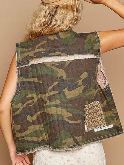 Camouflage V-neckline vest top