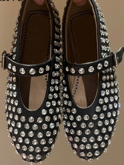 Black studded  flats shoes