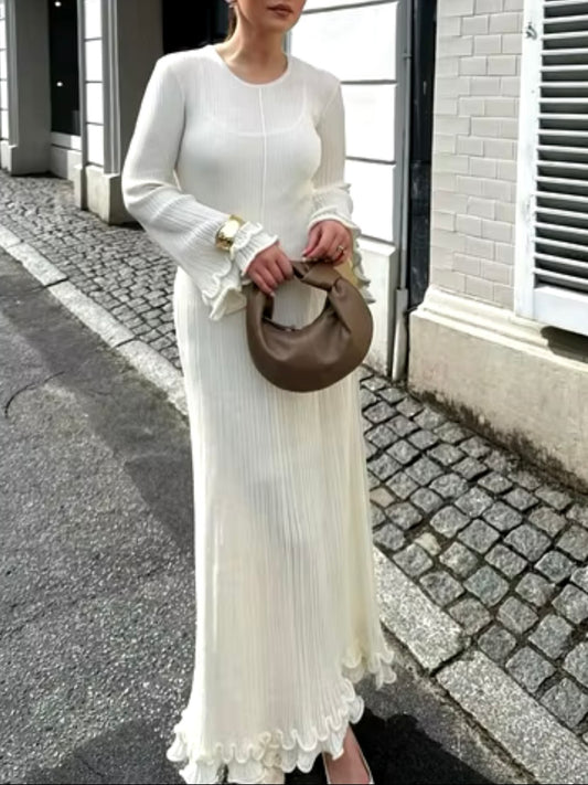 White ruffled tube maxi dress