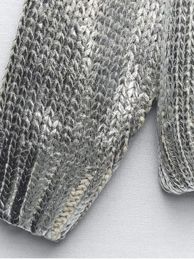 Silver knitted hooded sweater