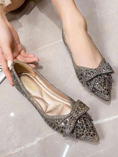 Silver shine flats shoes