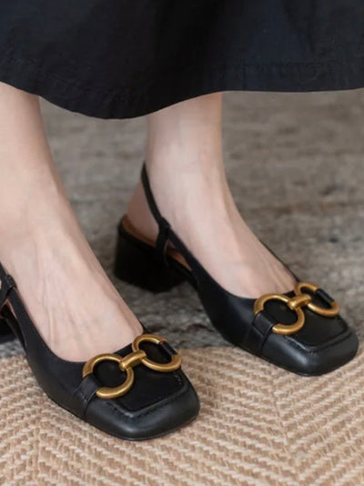 Black square heels shoes