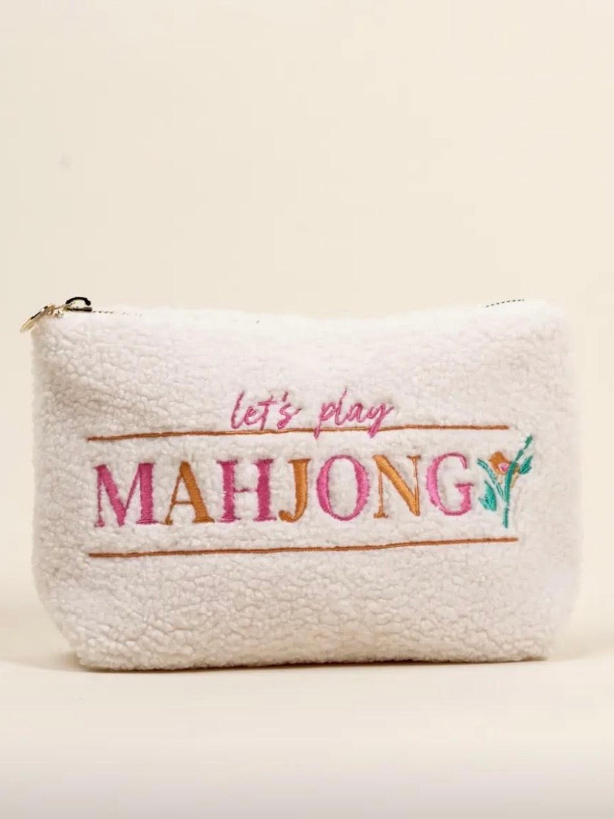 Beige Teddy pouch Mahjong bag