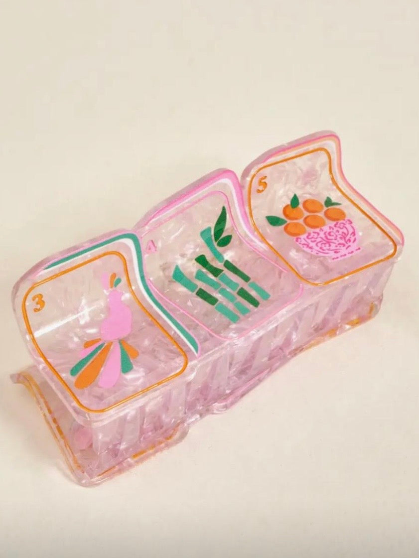 Mahjong pink clear hair clips accessories