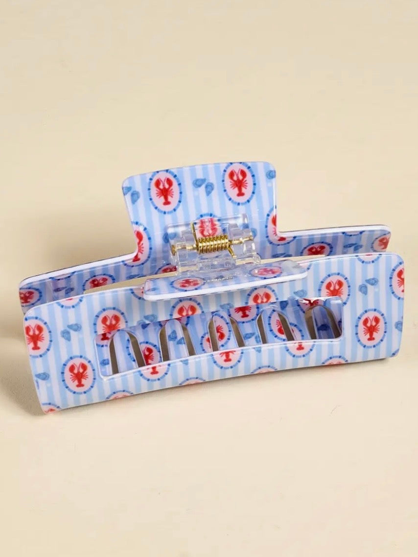 Lobster striped blue and white hair clips accessories