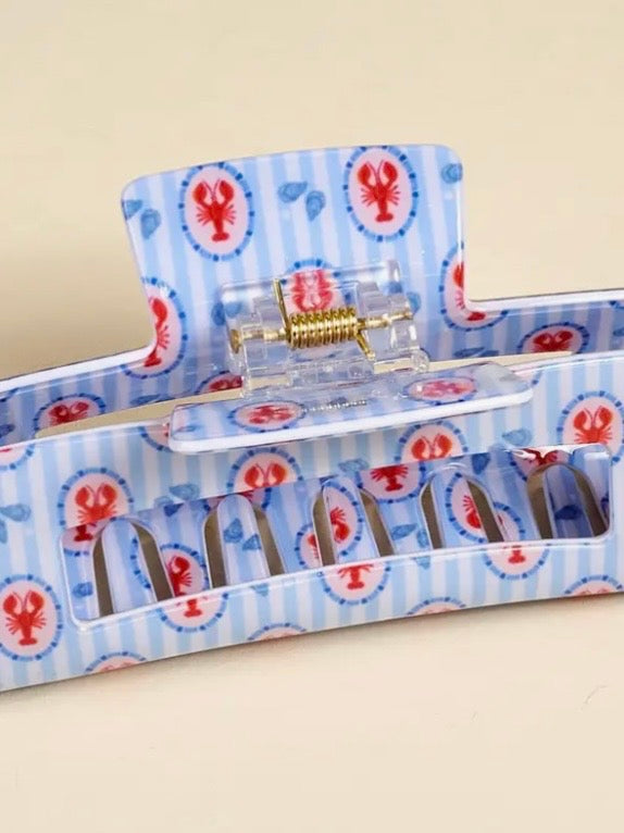 Lobster striped blue and white hair clips accessories