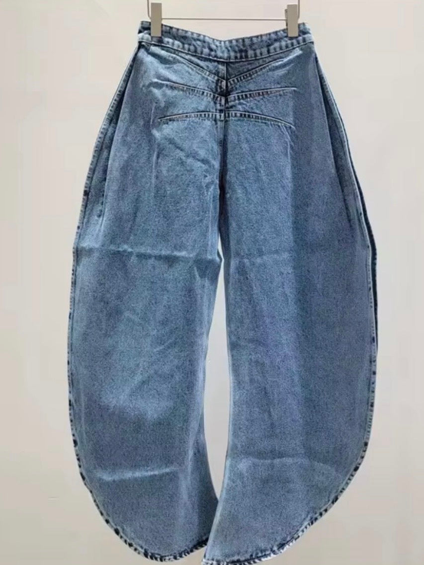 Blue open sides legs Barrel Pants