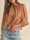 Coffee balloon lantern sleeves shirt
