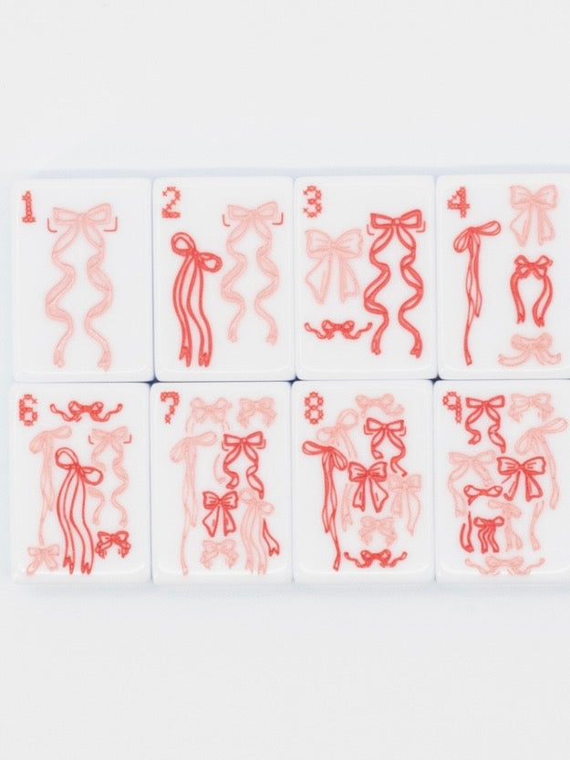 White and light blue Mahjong tiles set