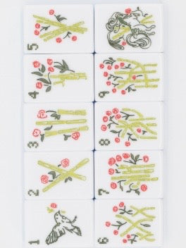 White and light blue Mahjong tiles set