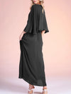 Black solid cape maxi dress