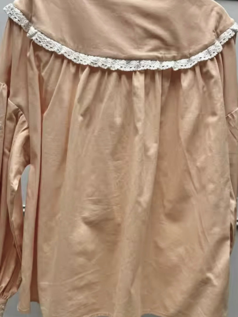 Pink and beige embroidered floral bomber long sleeves shirt
