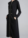 Black hooded zipper down front closure dress