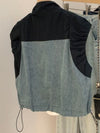 Two tones blue jeans zipper closure vest