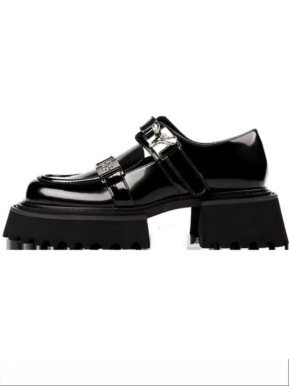 Black patent loafers platform