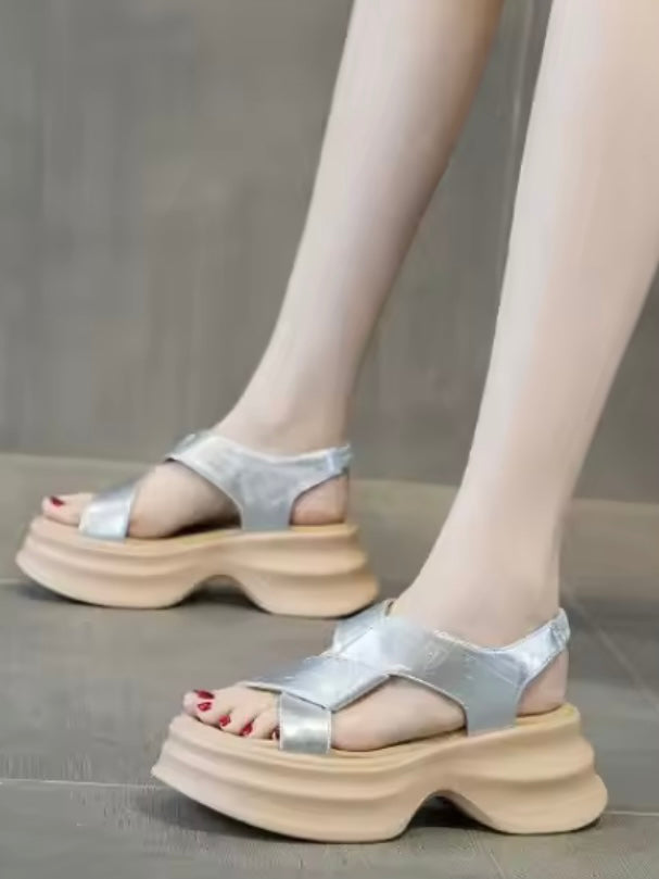 Silver and gold platform sandals