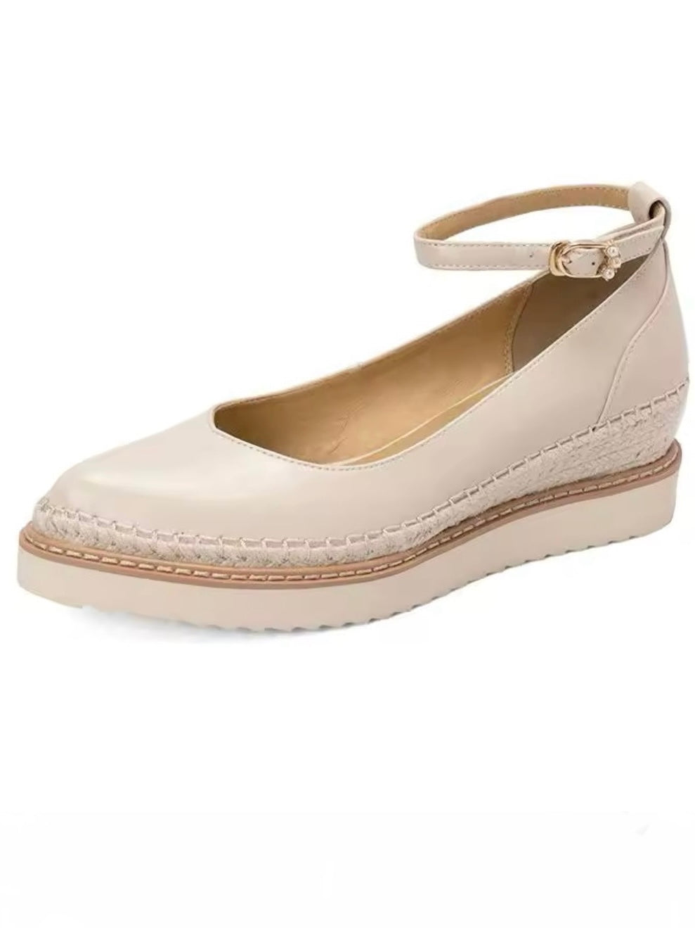 Solid colors pigskin platform espadrille wedge