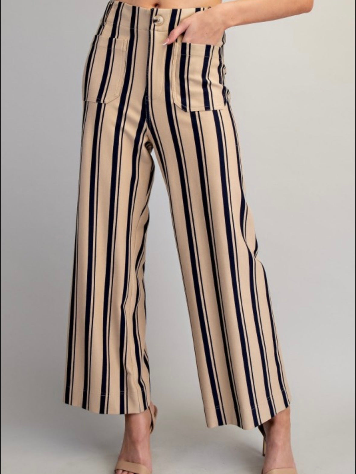 Solid colors with Black Striped fabric straight pants
