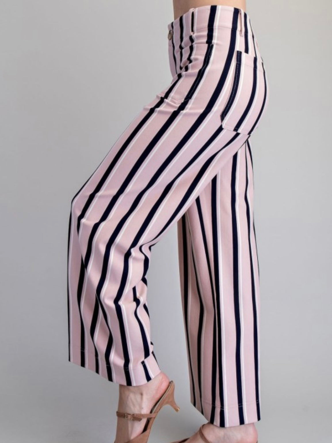 Solid colors with Black Striped fabric straight pants