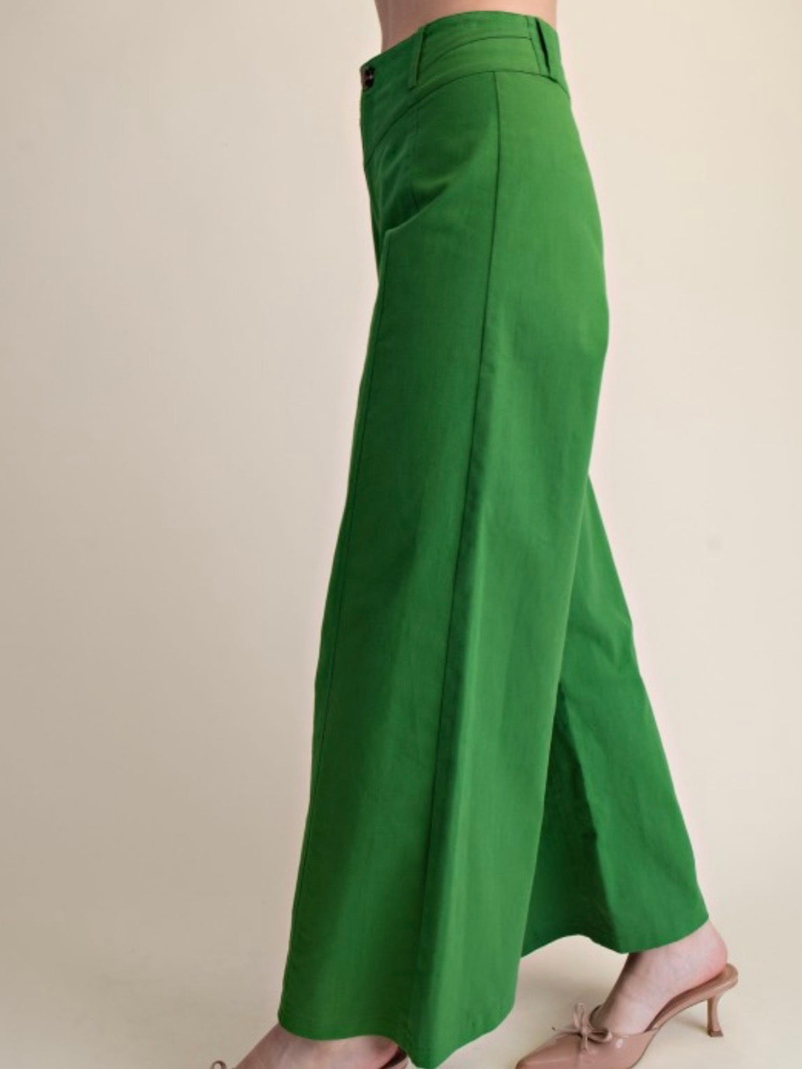 Green emerald and fuchsia solid colors wide leg pants