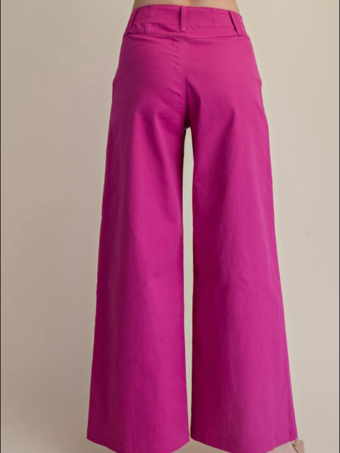 Green emerald and fuchsia solid colors wide leg pants