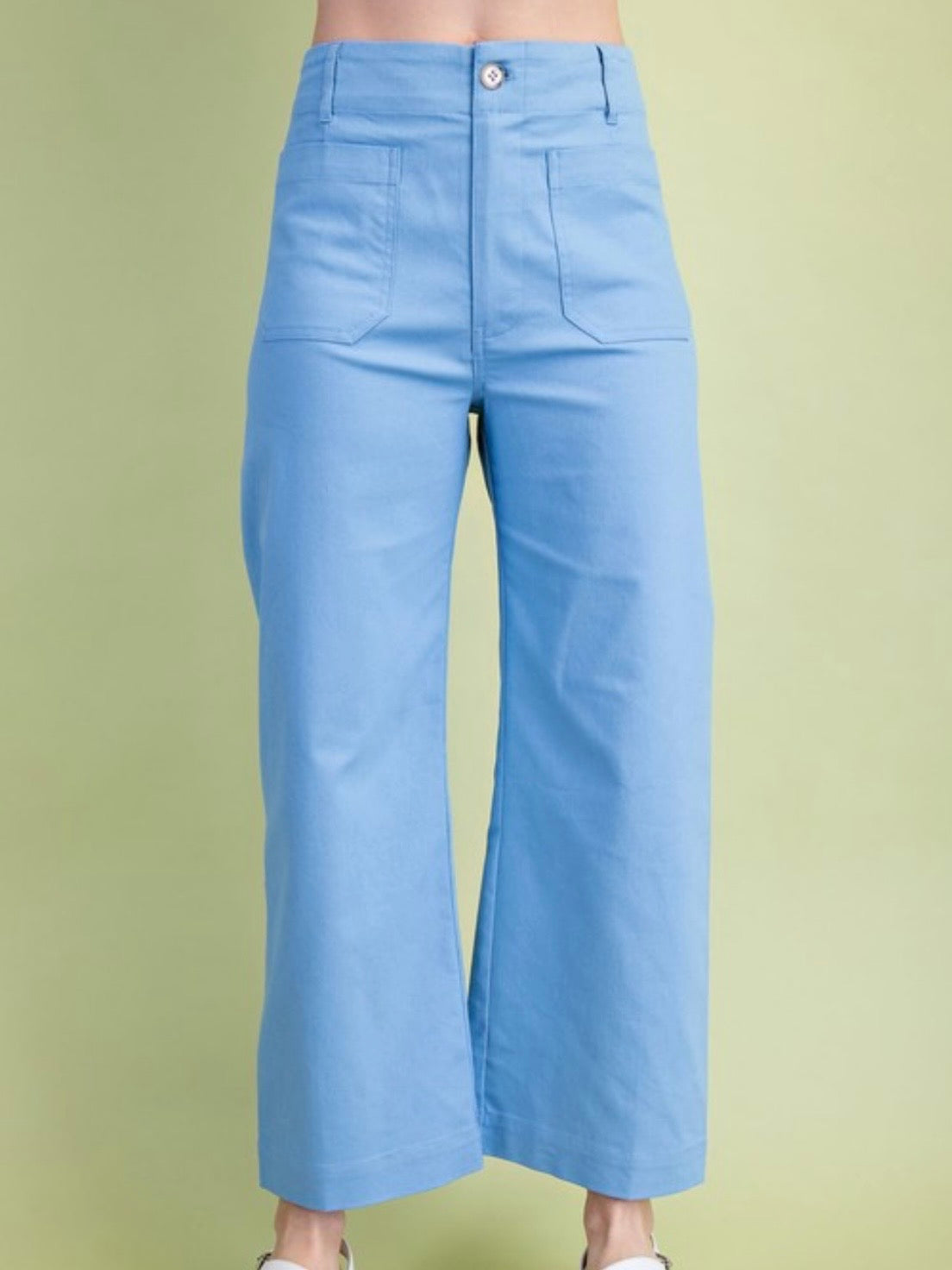 Solid colors fabric straight Capri pants