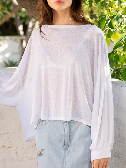 Basic white loose fit long sleeves top