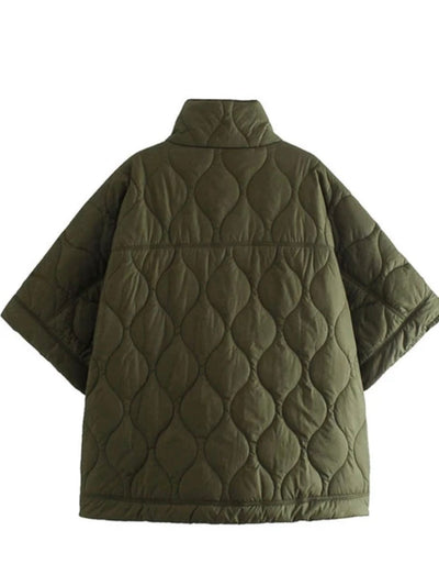 Green quilted oversized vest