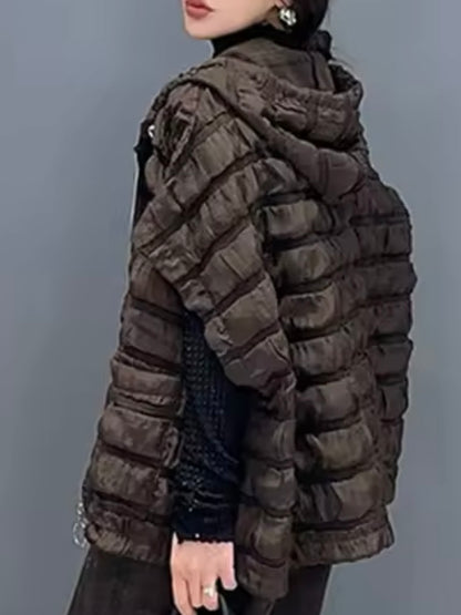 Solid colors quilted hooded jacket