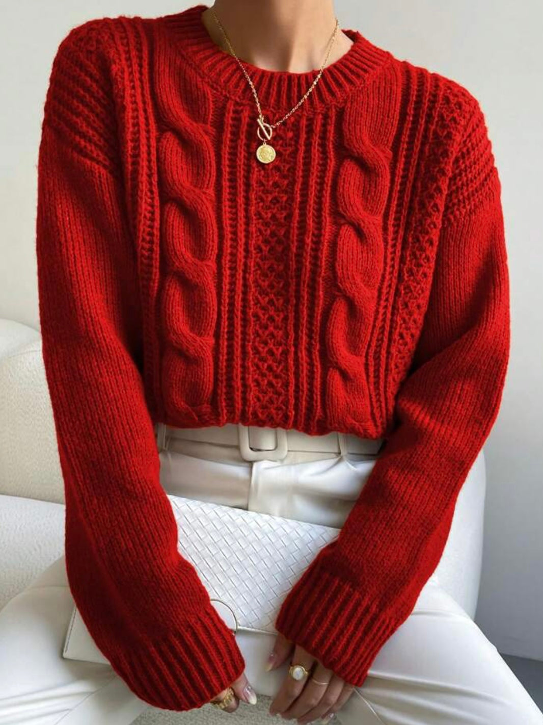 Red knitted sweater