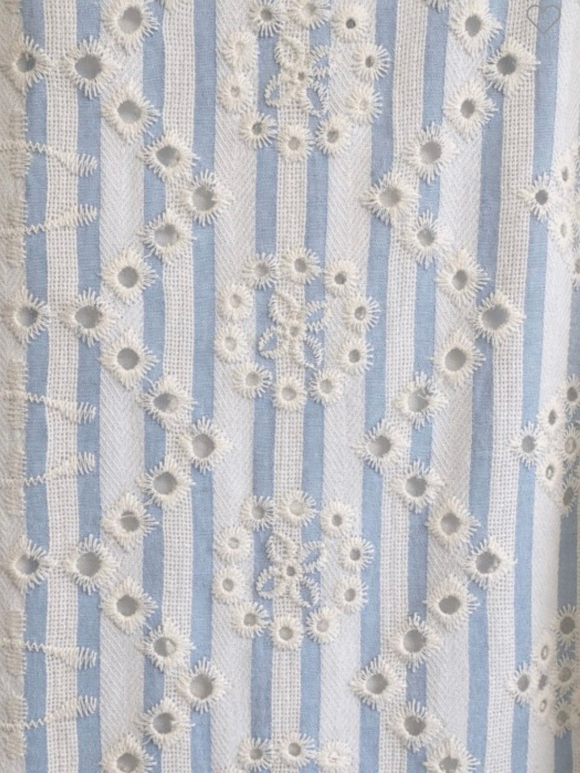 Light blue and white striped eyelet belted sleeveless maxi dress