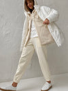 Beige set of 2 hooded jacket and joggers pants