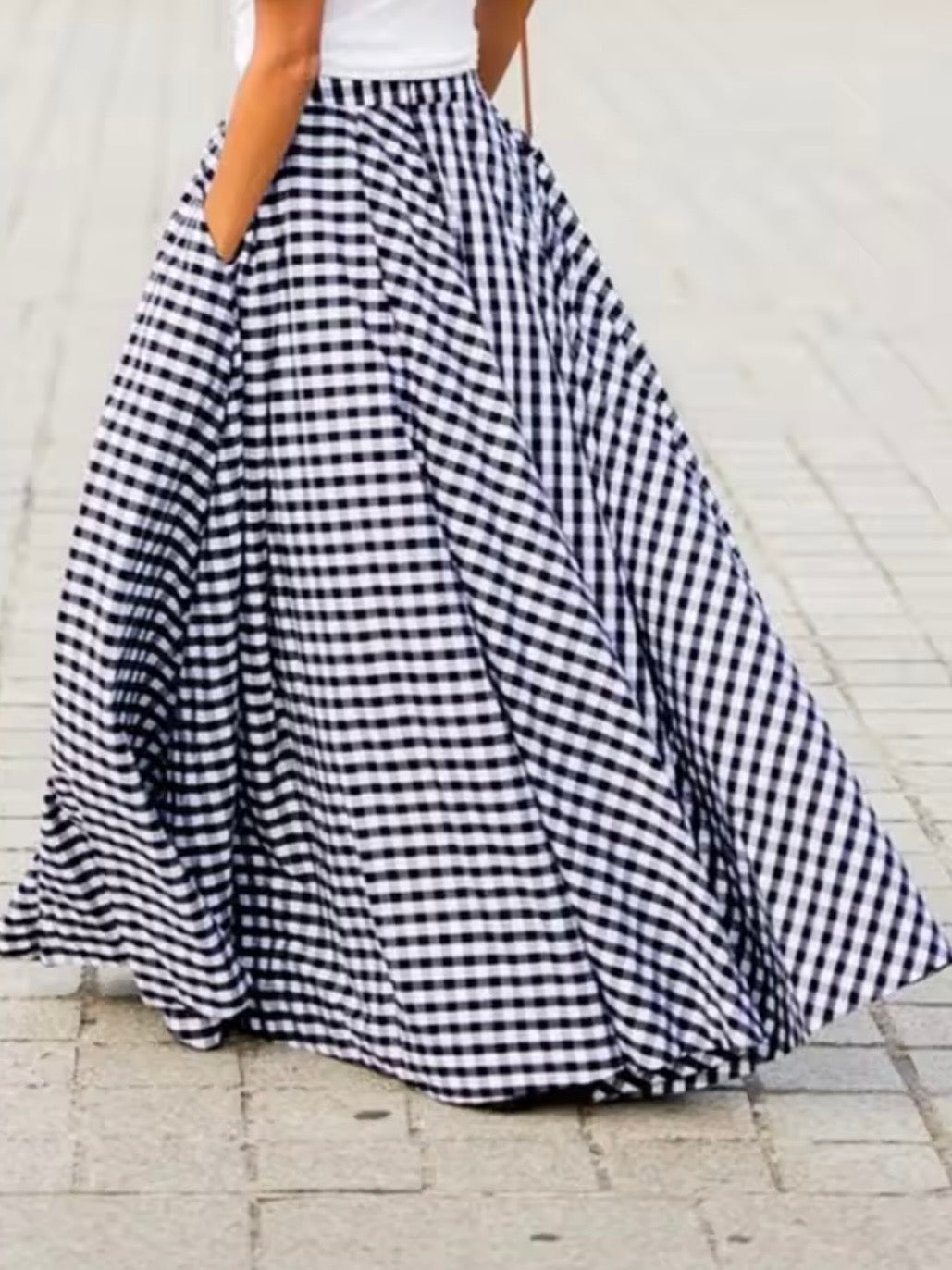 Checkered print maxi skirt