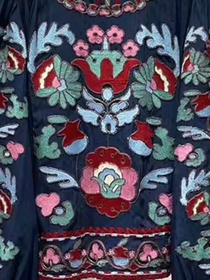 Navy blue floral lanterns long sleeves shirt