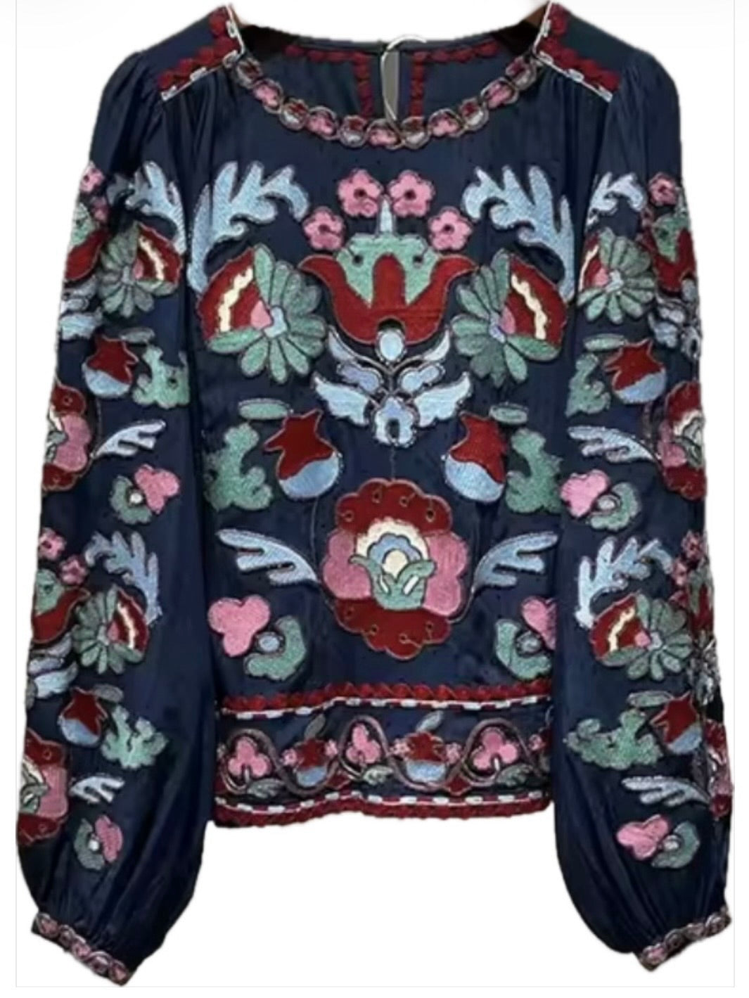 Navy blue floral lanterns long sleeves shirt