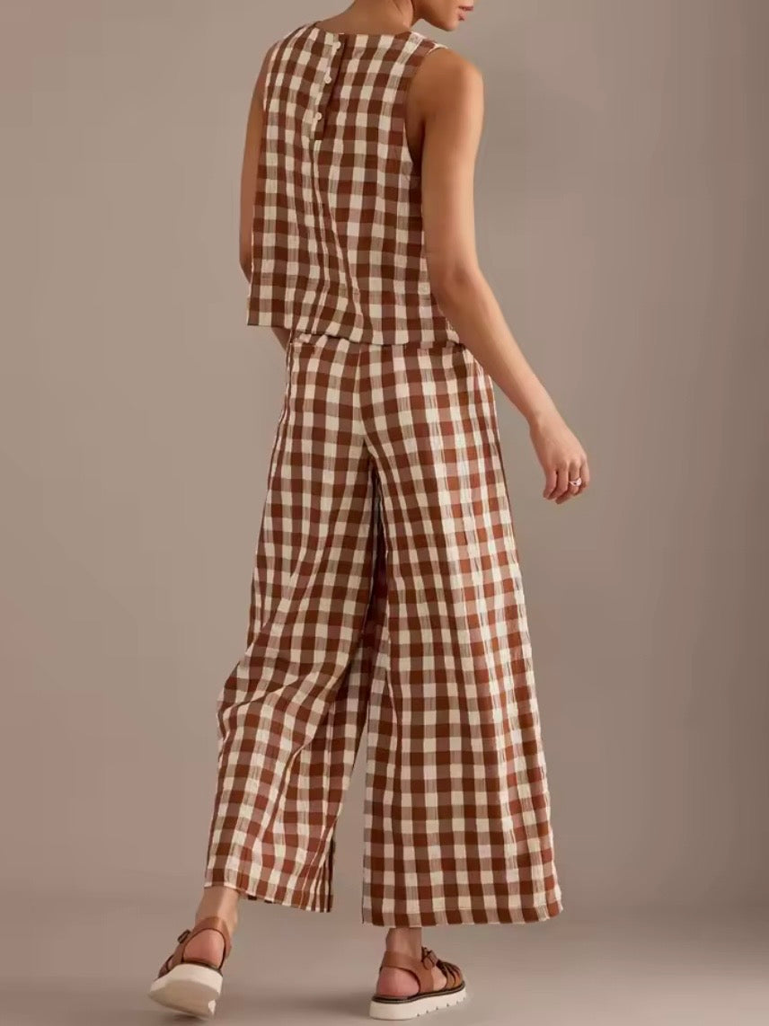 Checkered fabric set of 2 shirt and pants