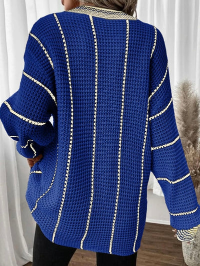 Royal blue waffle fabric sweater