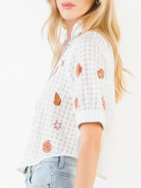 White Sea life short sleeves shirt