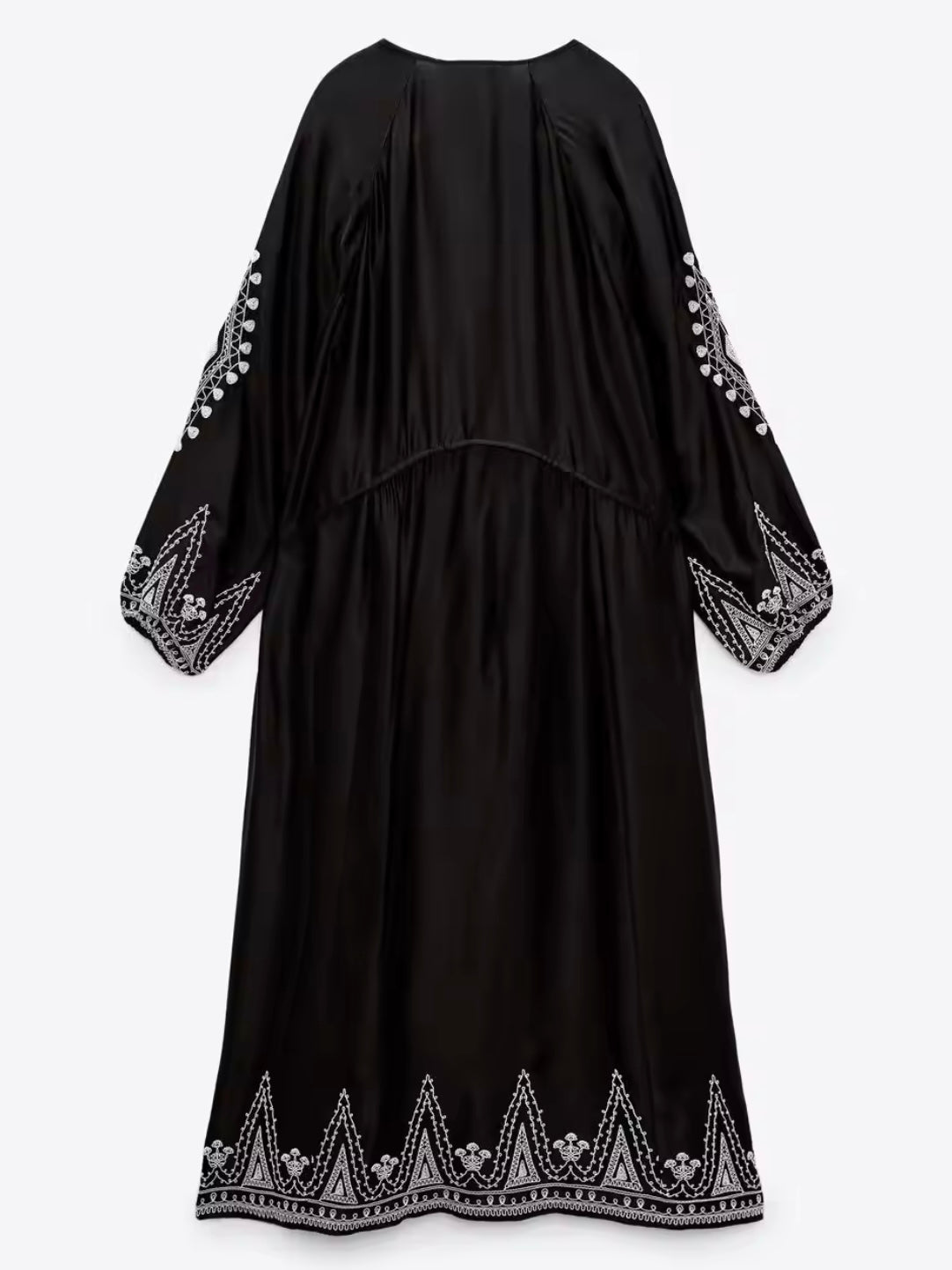 Black embroidered boho maxi dress